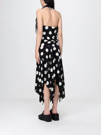 Junya Watanabe Polka Dot Halter Midi Dress Asymmetric Lace In Black