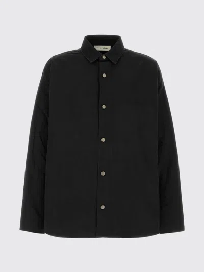 Essentials Logo-embroidered Press-stud Overshirt In Black