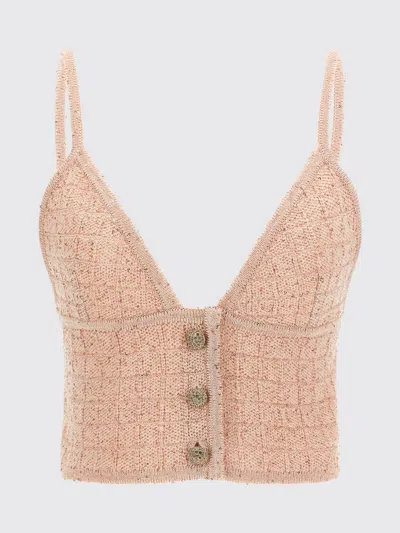 Alessandra Rich Sequin-embellished Wool Blend Tank Top In Pink