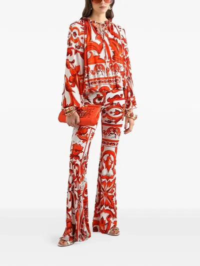 Dolce & Gabbana Long Flared Trousers In Multi