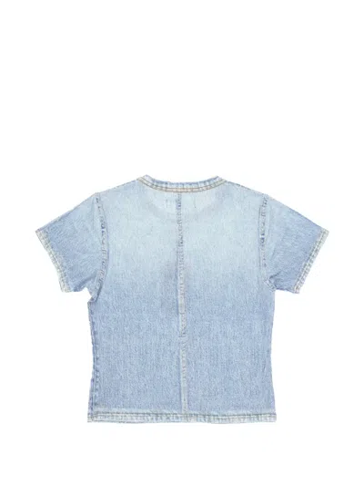 Rag & Bone Denim-print Panelled T-shirt In Blue