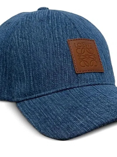 Loewe Leather-patch Denim Cap In Blue