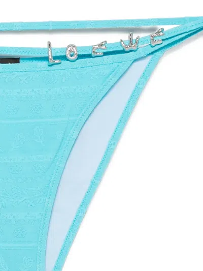 Loewe Womens Turquoise  X Paula's Ibiza Embellished Floral Tanga Bikini Bottoms In Blue