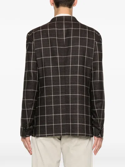Tagliatore Check-pattern Single-breasted Blazer In Brown