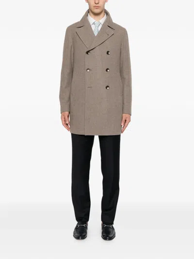 Tagliatore Flap-pocket Double-breasted Coat In Brown