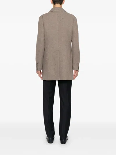 Tagliatore Flap-pocket Double-breasted Coat In Brown