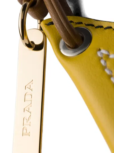 Prada Leather Keyring Pendant In Multi