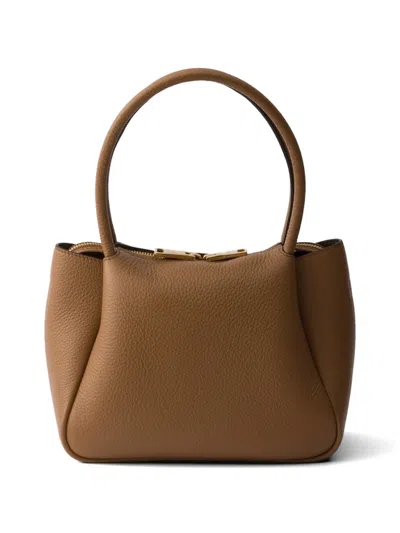 Prada Small Leather Handbag In Brown