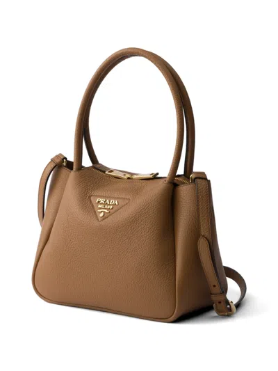 Prada Small Leather Handbag In Brown