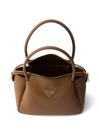 Prada Small Leather Handbag In Brown