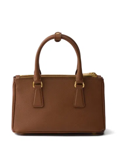 Prada Galleria Mini Saffiano Leather Bag In Brown