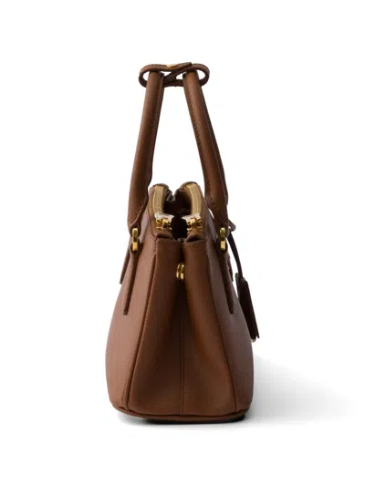 Prada Galleria Mini Saffiano Leather Bag In Brown