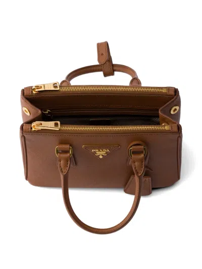 Prada Galleria Mini Saffiano Leather Bag In Brown