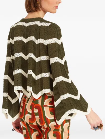 La Doublej Chevron Crop Sweater In Green