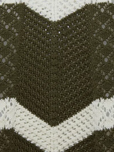 La Doublej Chevron Crop Sweater In Green