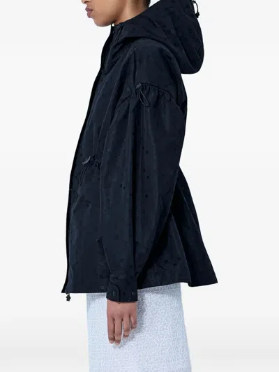 Cecilie Bahnsen Iris-jacquard Drawstring Oversized Jacket In Blue