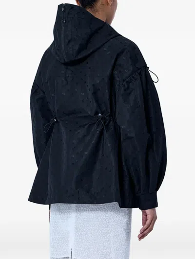 Cecilie Bahnsen Iris-jacquard Drawstring Oversized Jacket In Blue