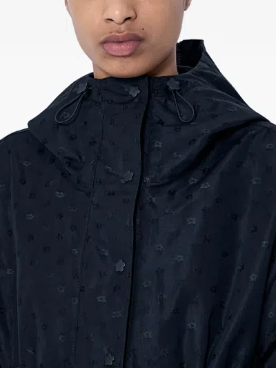 Cecilie Bahnsen Iris-jacquard Drawstring Oversized Jacket In Blue