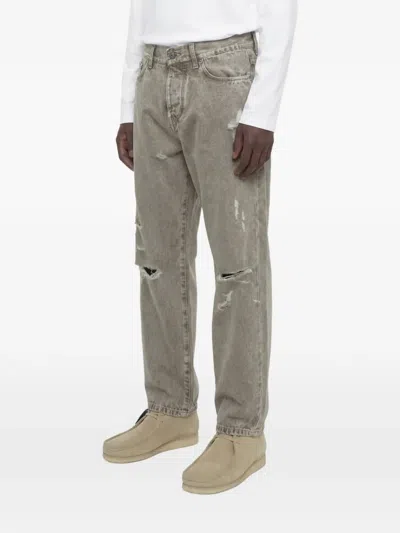 Trc Distressed Elasticated-cuff Jeans In Brown