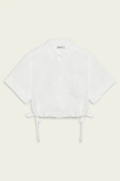 Simkhai Ryett Cropped Button Down Shirt White In White
