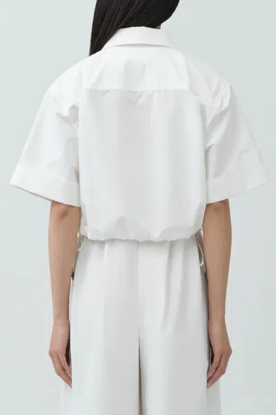 Simkhai Ryett Cropped Button Down Shirt White In White
