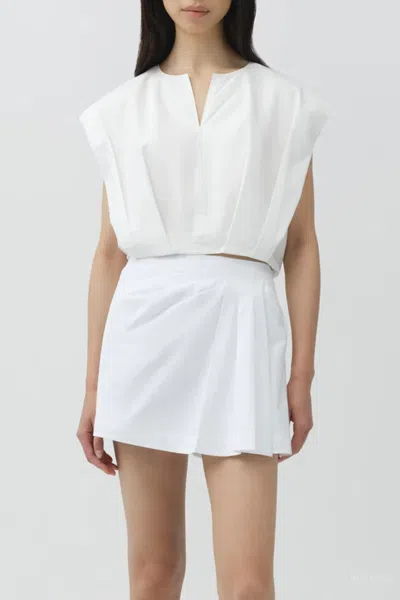 Simkhai Wrenli Cotton Pleated Top In White