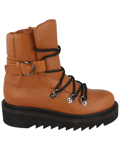 Ferragamo Elimo Lace-up Leather Boots In Brown