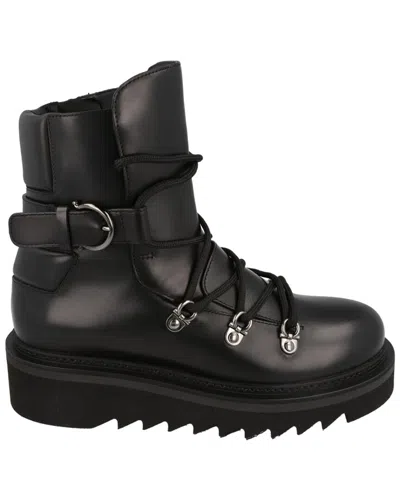 Ferragamo Elimo Lace-up Leather Boot In Black