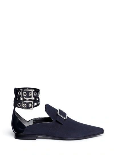 Shop Robert Clergerie X  'lolli' Eyelet Ankle Strap Suede Loafers