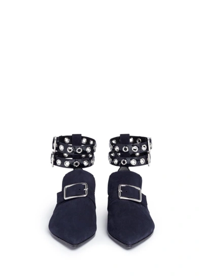 Shop Robert Clergerie X  'lolli' Eyelet Ankle Strap Suede Loafers