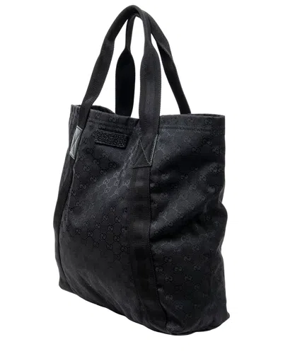 Gucci Black Monogrammed Canvas Open Shopper In Black
