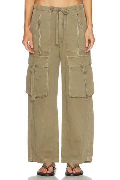 Citizen Of Humanity Womens Bezal (md Olv/grn) Andira Cotton And Linen Blend Cargo Trousers Xs In Gray