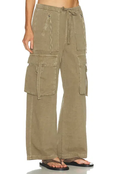 Citizen Of Humanity Womens Bezal (md Olv/grn) Andira Cotton And Linen Blend Cargo Trousers Xs In Gray