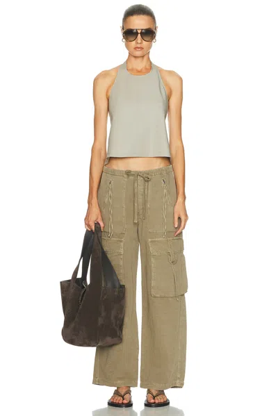 Citizen Of Humanity Womens Bezal (md Olv/grn) Andira Cotton And Linen Blend Cargo Trousers Xs In Gray