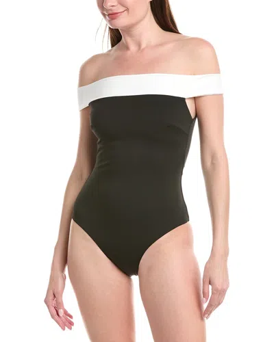 Milly Solid Off-the-shoulder One Piece Swimsuit In Black