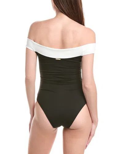Milly Solid Off-the-shoulder One Piece Swimsuit In Black