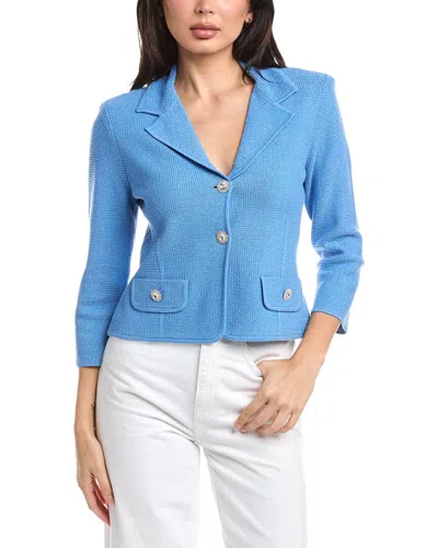 St John St. John Fitted Knit Jacket In Blue
