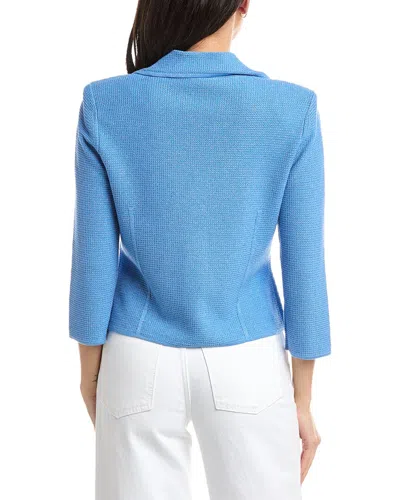 St John St. John Fitted Knit Jacket In Blue