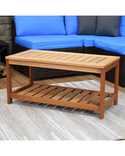 Sunnydaze Outdoor Rectangular Accent Coffee Table In Brown