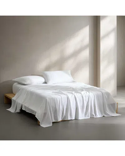 Calvin Klein Washed 200 Thread Count Percale Sheet Set In White