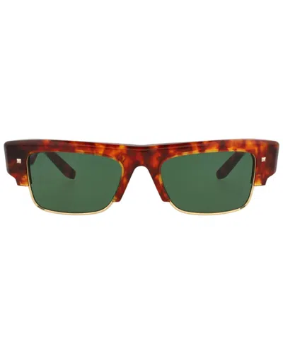 Valentino 52mm Rectangular Sunglasses In Brown