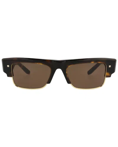 Valentino 52mm Rectangular Sunglasses In Brown