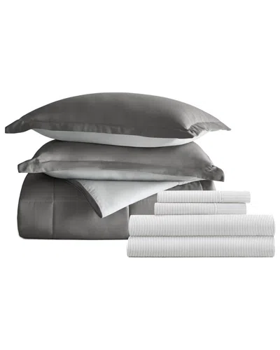 Home Collection Bedding Bundle Reversible Comforter & Sheet Set In Gray