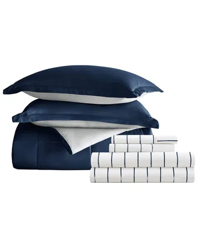 Home Collection Bedding Bundle Reversible Comforter & Sheet Set In Blue