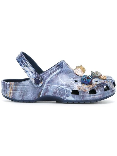 Christopher Kane Stone Embellished Crocs Clog In Blue