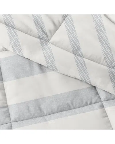 Home Collection Down Alt Distressed Stripe Reversible Comforter Set In White