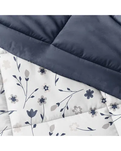Home Collection Down Alt Forget Me Not Reversible Comforter Set In White
