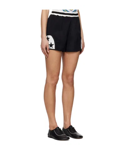 Bode Star Field Patterned Applique Shorts In Black