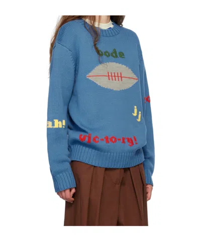 Bode Blue Spirit Sweater In Blue