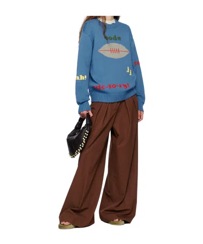 Bode Blue Spirit Sweater In Blue